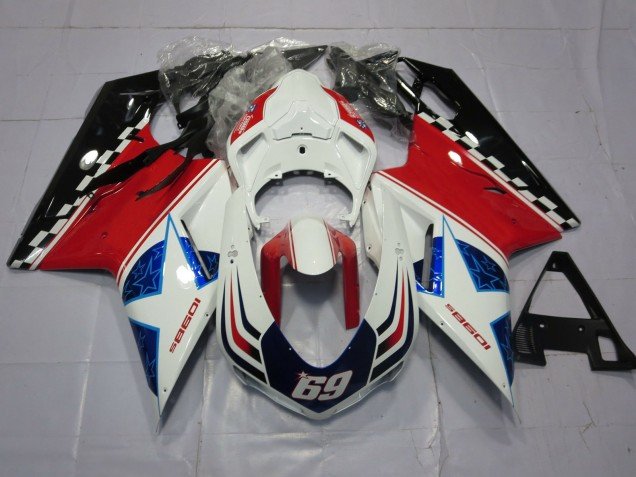69 Blanco & Rojo 07-14 Ducati 848 1098 1198 Carenados Moto 69 Blanco & Rojo 07-14 Ducati 848 1098 1198 Carenados Moto