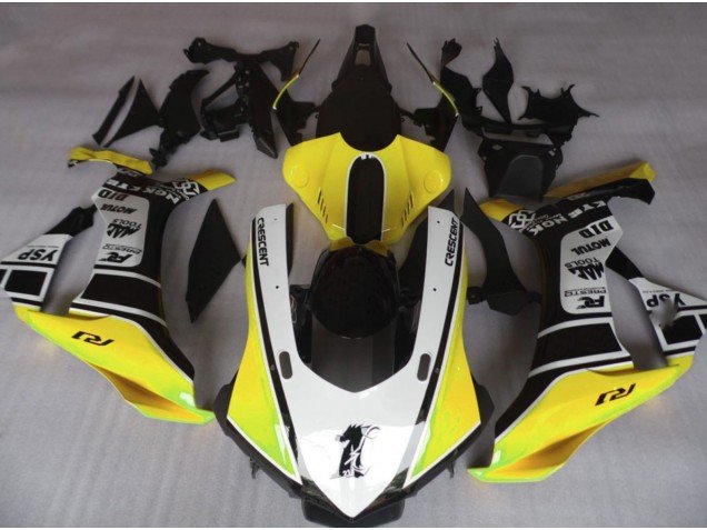 Amarillo Brillante & Blanco 15-19 R1 Carenados Moto Amarillo Brillante & Blanco 15-19 R1 Carenados Moto
