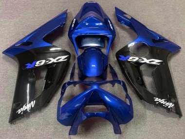 Azul Brillante & Negro 03-04 ZX6R Carenados Moto