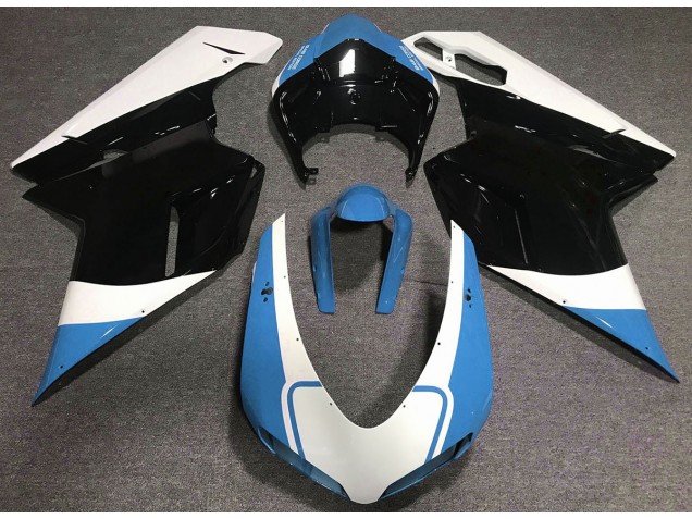 Azul Claro Brillante Blanco & Negro 07-14 Ducati 848 1098 1198 Carenados Moto Azul Claro Brillante Blanco & Negro 07-14 Ducati 848 1098 1198 Carenados Moto
