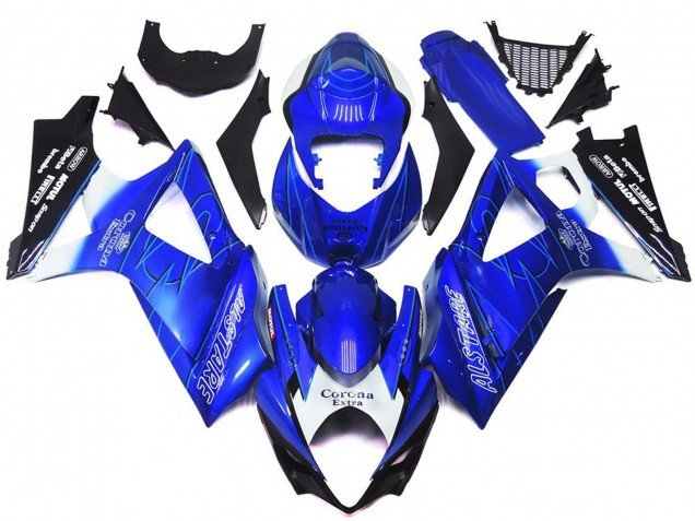 Azul Vibrante Con Blanco Corona 07-08 GSXR 1000 Carenados Moto Azul Vibrante Con Blanco Corona 07-08 GSXR 1000 Carenados Moto