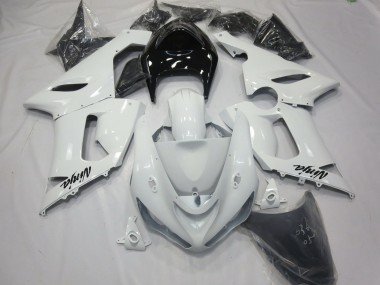 Blanco Brillante Con Cola Negra 05-06 ZX6R Carenados Moto