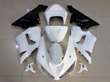 Blanco Brillante & Negro 05-06 ZX6R Carenados Moto