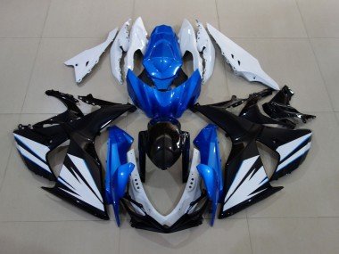 Blanco Brillante & Negro Con Rojo Azul Mate 09-16 GSXR 1000 Carenados Moto