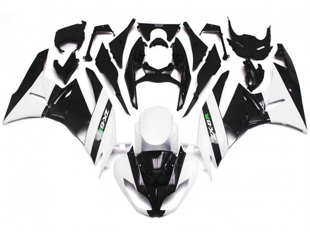Blanco Brillante & Negro Pulido 09-12 ZX6R Carenados Moto Blanco Brillante & Negro Pulido 09-12 ZX6R Carenados Moto