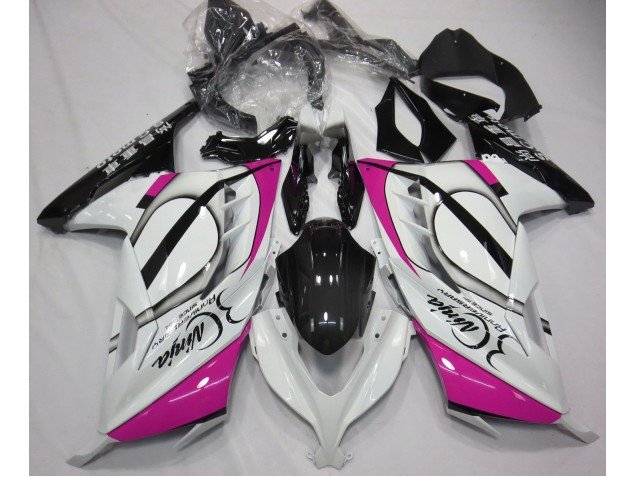 Blanco Brillante & Rosa 13-18 Ninja 300 Carenados Moto
