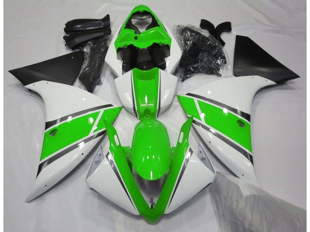 Blanco Brillante & Verde 09-11 R1 Carenados Moto Blanco Brillante & Verde 09-11 R1 Carenados Moto