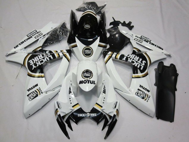 Blanco & Negro Lucky Strike 06-07 GSXR 600-750 Carenados Moto Blanco & Negro Lucky Strike 06-07 GSXR 600-750 Carenados Moto