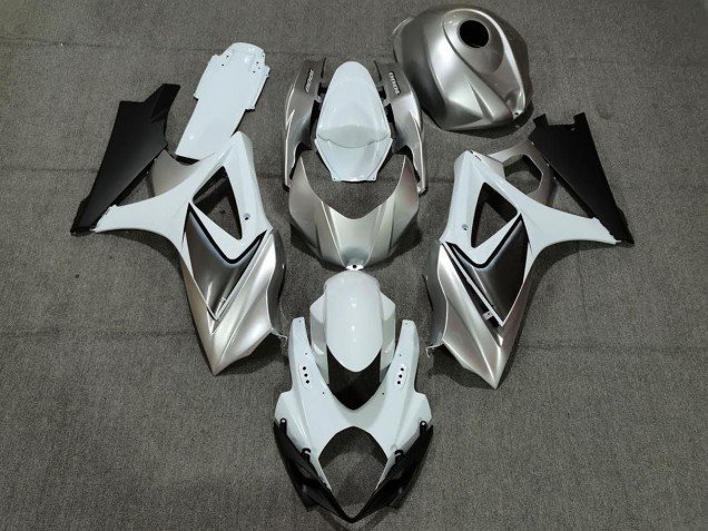Blanco Plateado Personalizado Con Negro 07-08 GSXR 1000 Carenados Moto Blanco Plateado Personalizado Con Negro 07-08 GSXR 1000 Carenados Moto