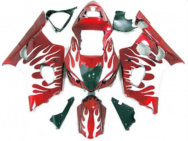 Blanco & Rojo Llama 03-04 GSXR 1000 Carenados Moto