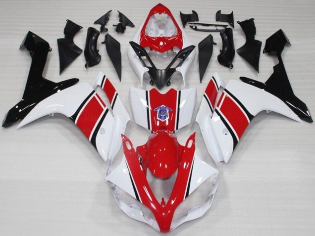 Blanco & Rojo OEM Estilo Brillante 07-08 R1 Carenados Moto