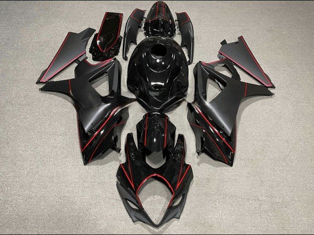 Borde Negro Mate & Brillante & Rojo 07-08 GSXR 1000 Carenados Moto Borde Negro Mate & Brillante & Rojo 07-08 GSXR 1000 Carenados Moto