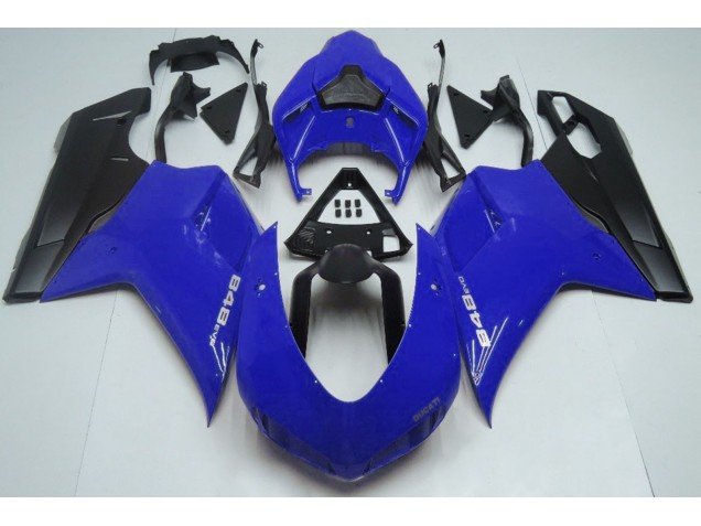 Brillante Azul & Negro 07-14 Ducati 848 1098 1198 Carenados Moto