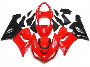 Calcomanías Lisas En Rojo & Blanco Brillante 05-06 ZX6R Carenados Moto