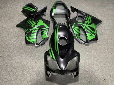 Cráneo Negro Mate & Verde 01-03 CBR600 F4i Carenados Moto