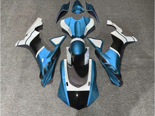 Detalles En Azul Claro & Fibra De Carbono 15-19 R1 Carenados Moto