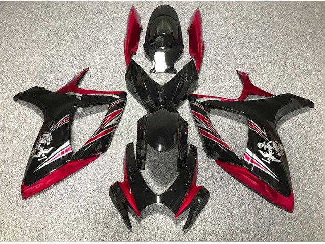 Diseño Rojo Brillante & Negro 06-07 GSXR 600-750 Carenados Moto Diseño Rojo Brillante & Negro 06-07 GSXR 600-750 Carenados Moto