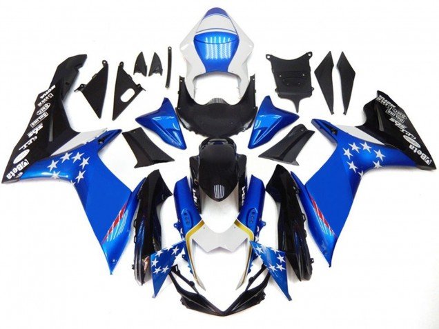 Estilo Azul Con Estrellas Rojas 11-24 GSXR 600-750 Carenados Moto Estilo Azul Con Estrellas Rojas 11-24 GSXR 600-750 Carenados Moto