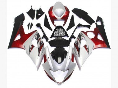 Estilo Blanco Brillante Con Toques Plateados & Bronce 05-06 GSXR 1000 Carenados Moto