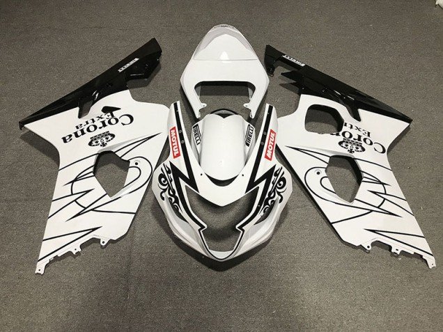 Estilo Corona En Blanco & Negro Brillante 04-05 GSXR 600-750 Carenados Moto Estilo Corona En Blanco & Negro Brillante 04-05 GSXR 600-750 Carenados Moto