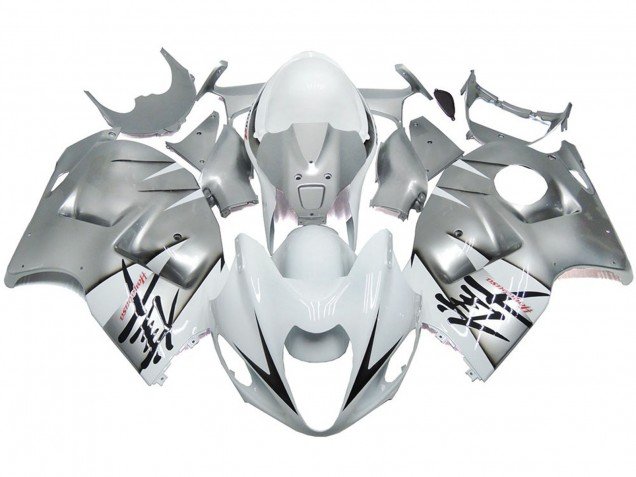 Estilo Plateado & Blanco Brillante OEM 97-07 GSXR 1300 Carenados Moto