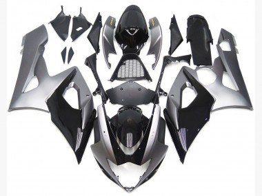 Estilo Plateado & Negro Brillante 05-06 GSXR 1000 Carenados Moto