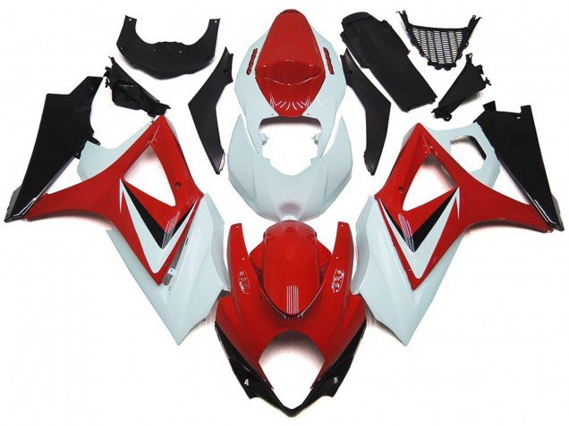 Estilo Rojo Brillante Con Blanco OEM 07-08 GSXR 1000 Carenados Moto Estilo Rojo Brillante Con Blanco OEM 07-08 GSXR 1000 Carenados Moto