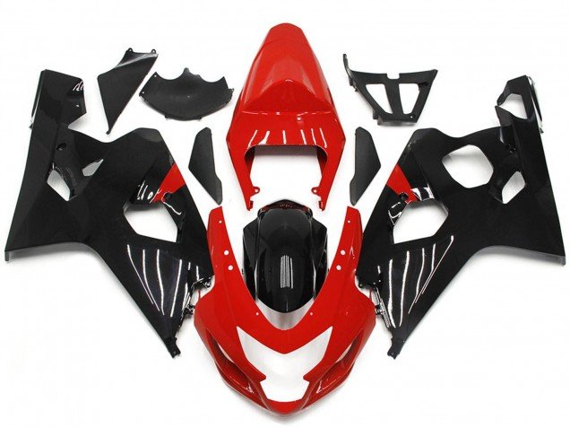 Estilo Rojo & Negro Brillante 04-05 GSXR 600-750 Carenados Moto Estilo Rojo & Negro Brillante 04-05 GSXR 600-750 Carenados Moto