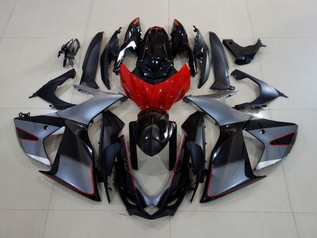 Gris Brillante / Negro Con Rojo 11-24 GSXR 600-750 Carenados Moto Gris Brillante / Negro Con Rojo 11-24 GSXR 600-750 Carenados Moto