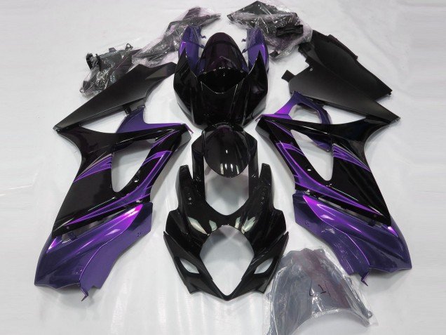 Morado Humor & Negro Brillante 07-08 GSXR 1000 Carenados Moto Morado Humor & Negro Brillante 07-08 GSXR 1000 Carenados Moto