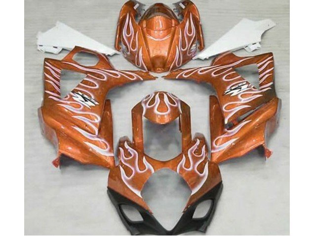 Naranja Brillante & Blanco Llama 07-08 GSXR 1000 Carenados Moto Naranja Brillante & Blanco Llama 07-08 GSXR 1000 Carenados Moto