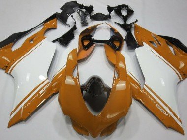 Naranja Brillante Blanco & Negro 11-14 Ducati 1199 Carenados Moto