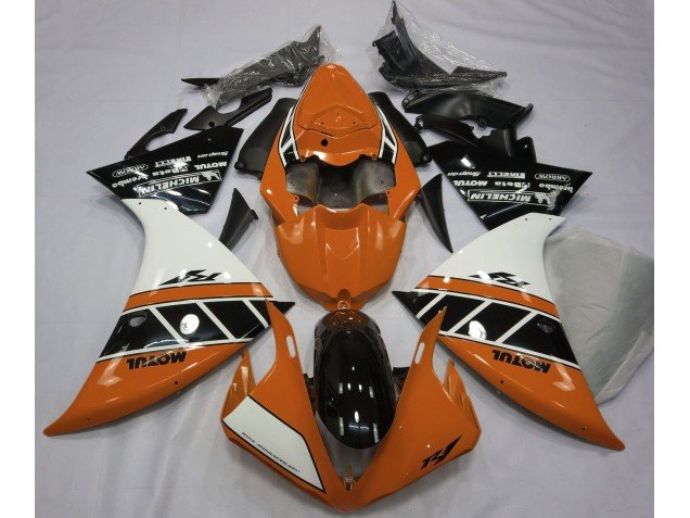 Naranja Brillante Blanco & Negro 12-14 R1 Carenados Moto Naranja Brillante Blanco & Negro 12-14 R1 Carenados Moto