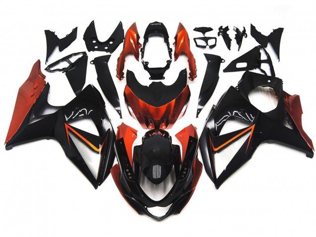 Naranja & Negro Personalizados Con Incrustaciones Plateadas 09-16 GSXR 1000 Carenados Moto Naranja & Negro Personalizados Con Incrustaciones Plateadas 09-16 GSXR 1000 Carenados Moto
