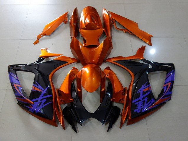 Naranja Vibrante & Negro Brillante 06-07 GSXR 600-750 Carenados Moto Naranja Vibrante & Negro Brillante 06-07 GSXR 600-750 Carenados Moto