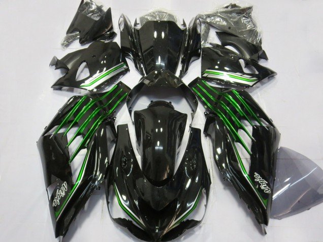 Negro Brillante Con Verde 12-21 ZX14R Carenados Moto Negro Brillante Con Verde 12-21 ZX14R Carenados Moto