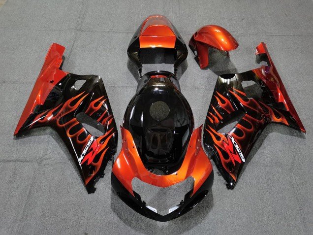 Negro Brillante & Naranja 01-03 GSXR 600-750 Carenados Moto Negro Brillante & Naranja 01-03 GSXR 600-750 Carenados Moto