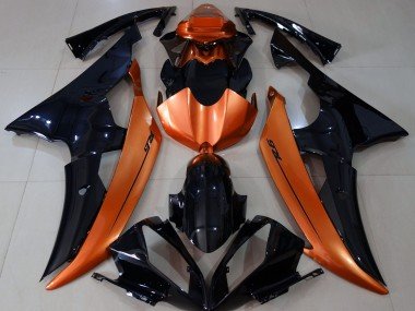 Negro Brillante & Naranja Claro 08-16 R6 Carenados Moto