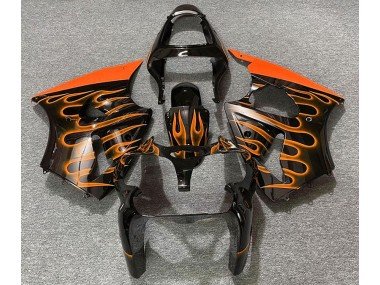 Negro Brillante & Naranja Llama 00-02 ZX6R Carenados Moto