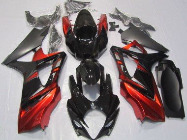 Negro Brillante & Rojo 07-08 GSXR 1000 Carenados Moto