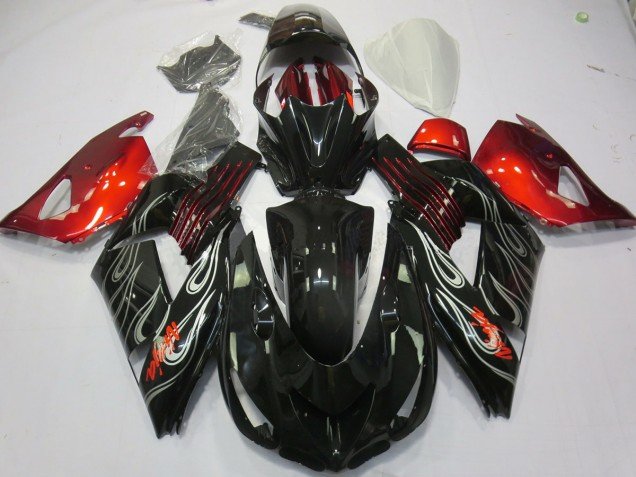 Negro Llama Rojo 06-11 ZX14R Carenados Moto