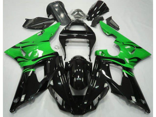 Negro Llama & Verde 00-01 R1 Carenados Moto Negro Llama & Verde 00-01 R1 Carenados Moto