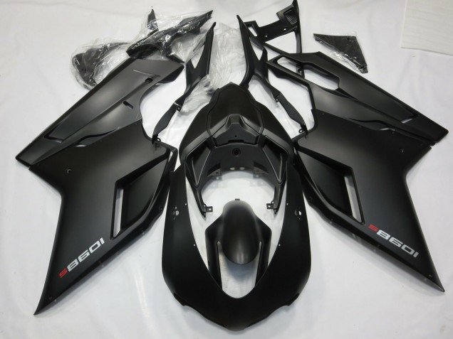 Negro Mate Con Rojo 07-14 Ducati 848 1098 1198 Carenados Moto