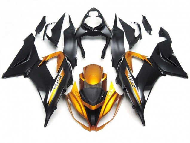 Negro Mate & Dorado 13-18 ZX6R Carenados Moto Negro Mate & Dorado 13-18 ZX6R Carenados Moto