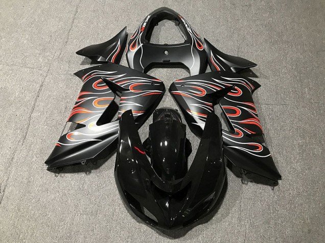 Negro Mate & Llama 06-07 ZX10R Carenados Moto Negro Mate & Llama 06-07 ZX10R Carenados Moto