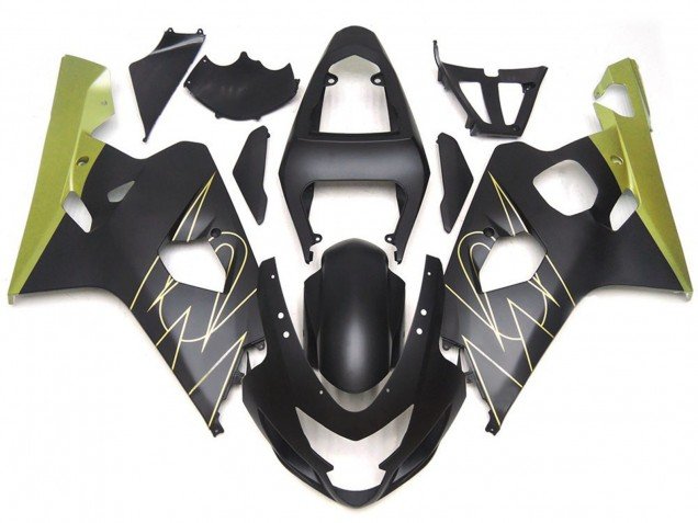 Negro Mate & Oro Corona Personalizado 04-05 GSXR 600-750 Carenados Moto Negro Mate & Oro Corona Personalizado 04-05 GSXR 600-750 Carenados Moto