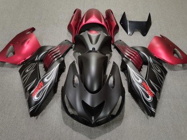 Negro Mate & Rojo 06-11 ZX14R Carenados Moto