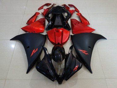 Negro Mate & Rojo Fuego 12-14 R1 Carenados Moto