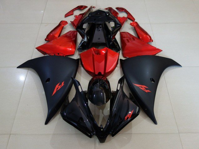 Negro Mate & Rojo Fuego 12-14 R1 Carenados Moto