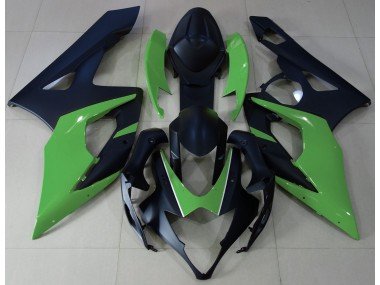 Negro Mate & Verde 05-06 GSXR 1000 Carenados Moto
